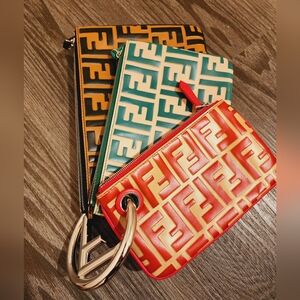 Fendi Triplette Zip Pouch/Clutch - Multi-Color